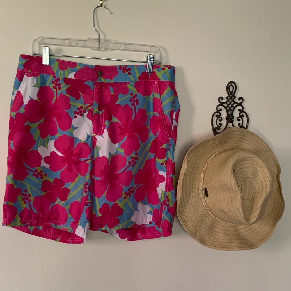 Athleta Hibiscus Hawaiian Print Surf Shorts